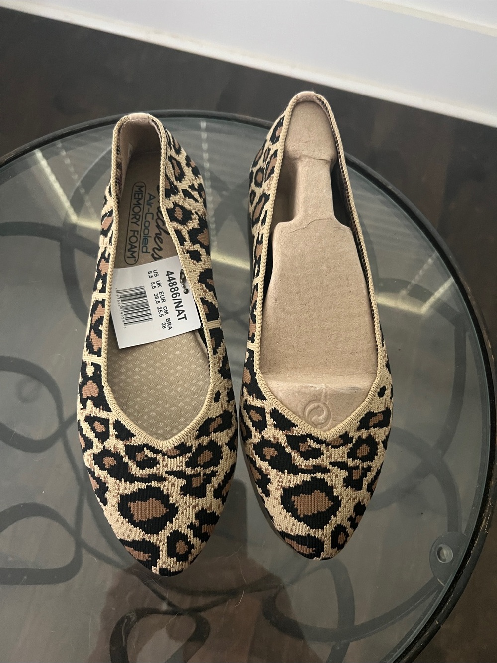 Sketchers Leopard Print Women's Ballet Flats - Memory Foam Comfort 8.5